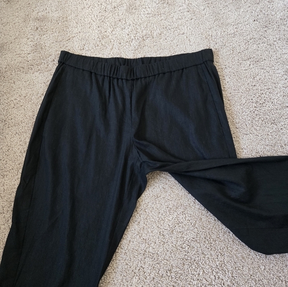 J. Jill Linen Stretch Pull On Pants Black Slim-leg Cropped Size Large New No Tag - Picture 8 of 15